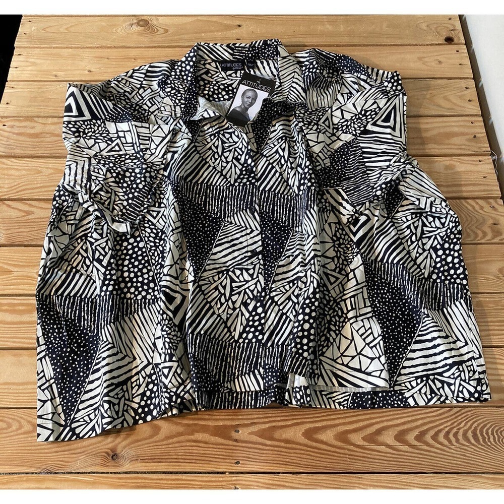 Nwt Attitudes By Renee Button Front Printed Shirt… - image 1